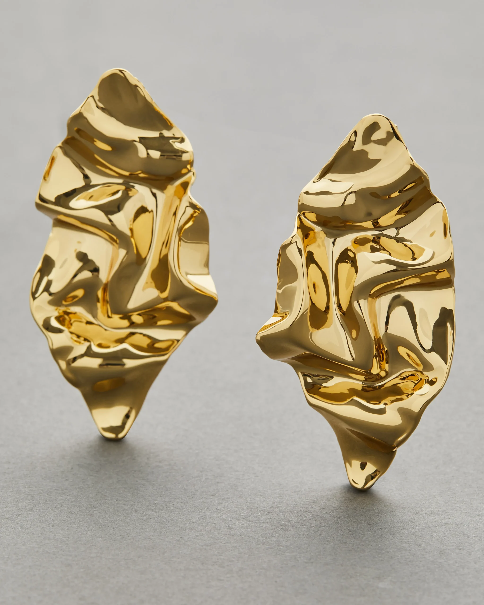 Crumpled Large Post Earring- Gold