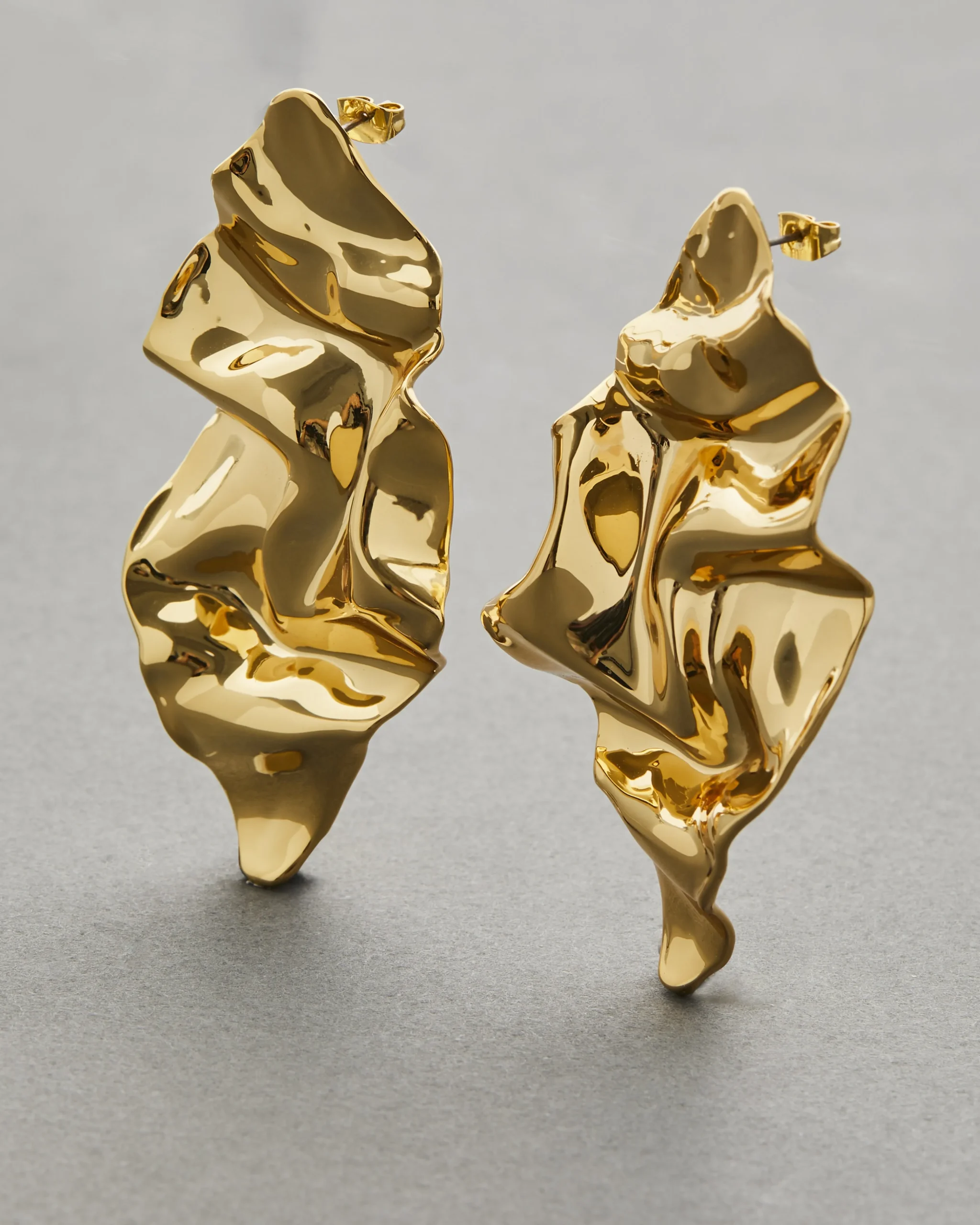 Crumpled Large Post Earring- Gold