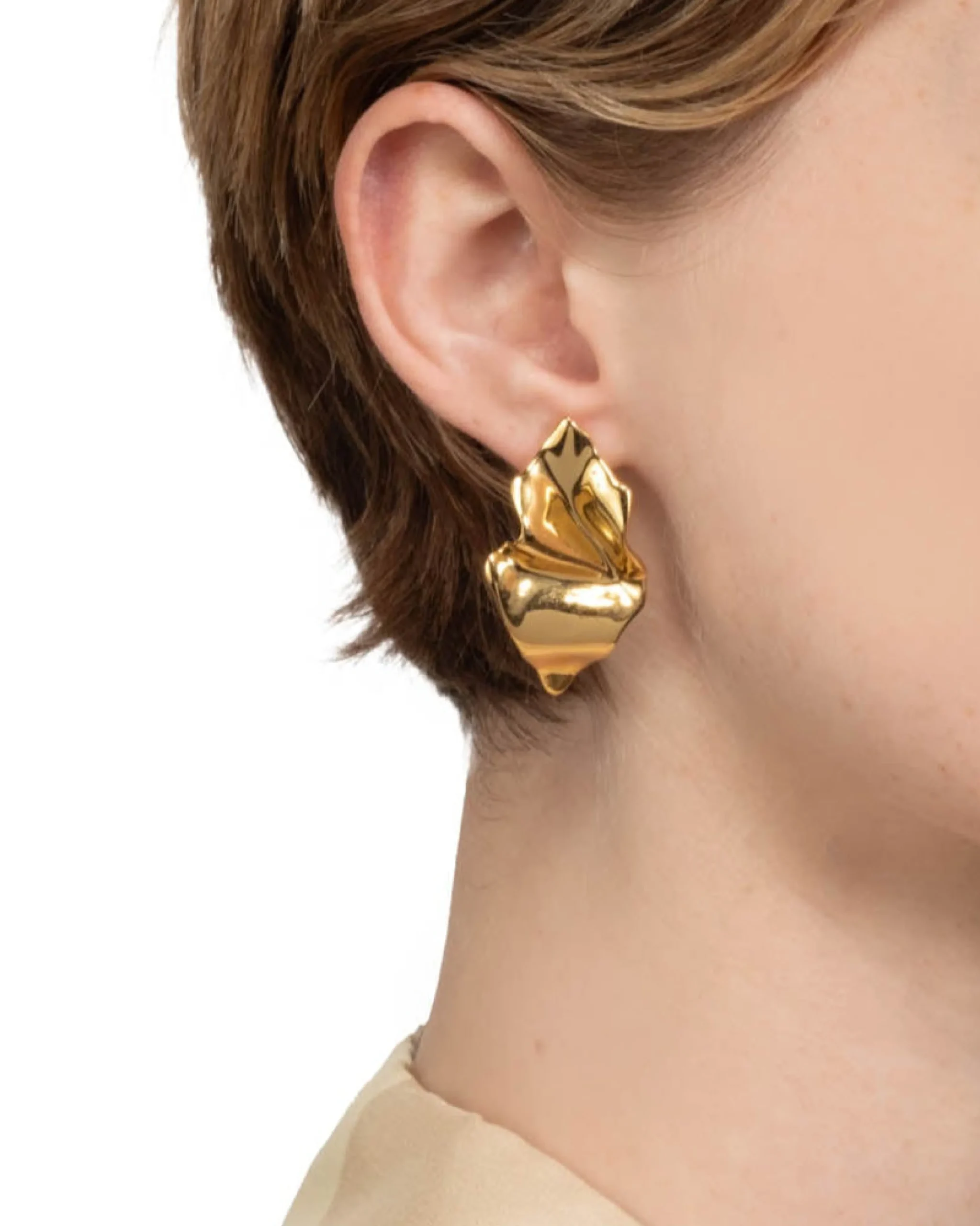 Crumpled Small Post Earring- Gold