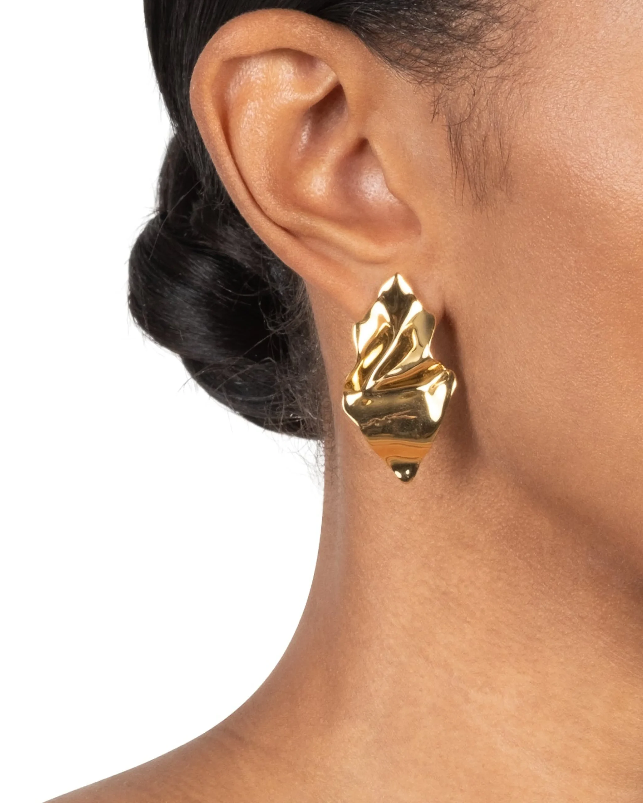 Crumpled Small Post Earring- Gold