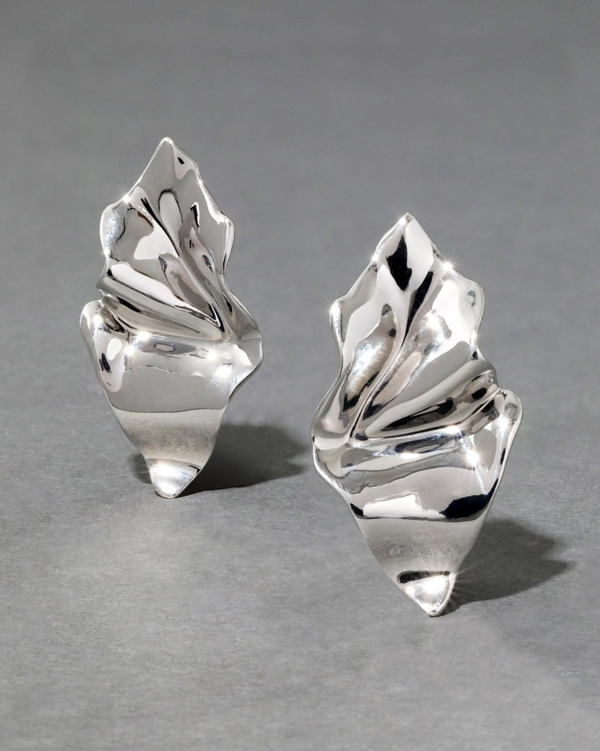 Crumpled Small Post Earring - Silver