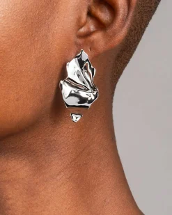Crumpled Small Post Earring - Silver