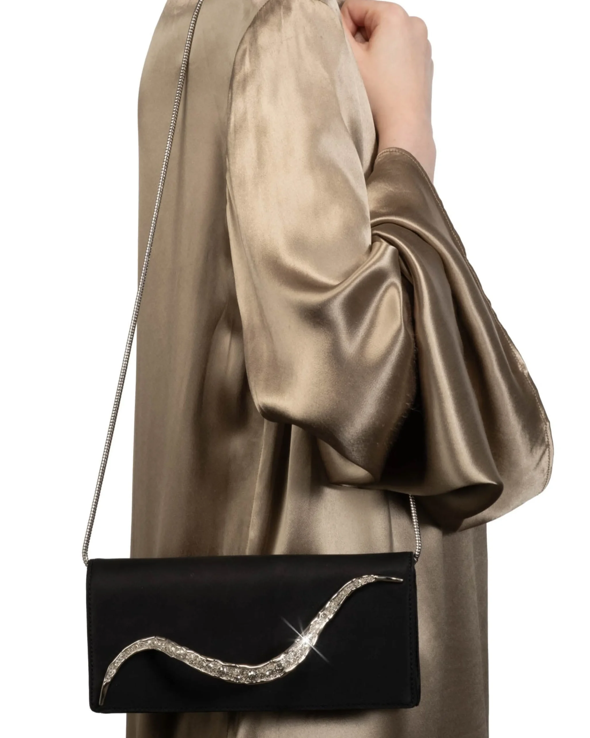 Crystal Curve Clutch- Black