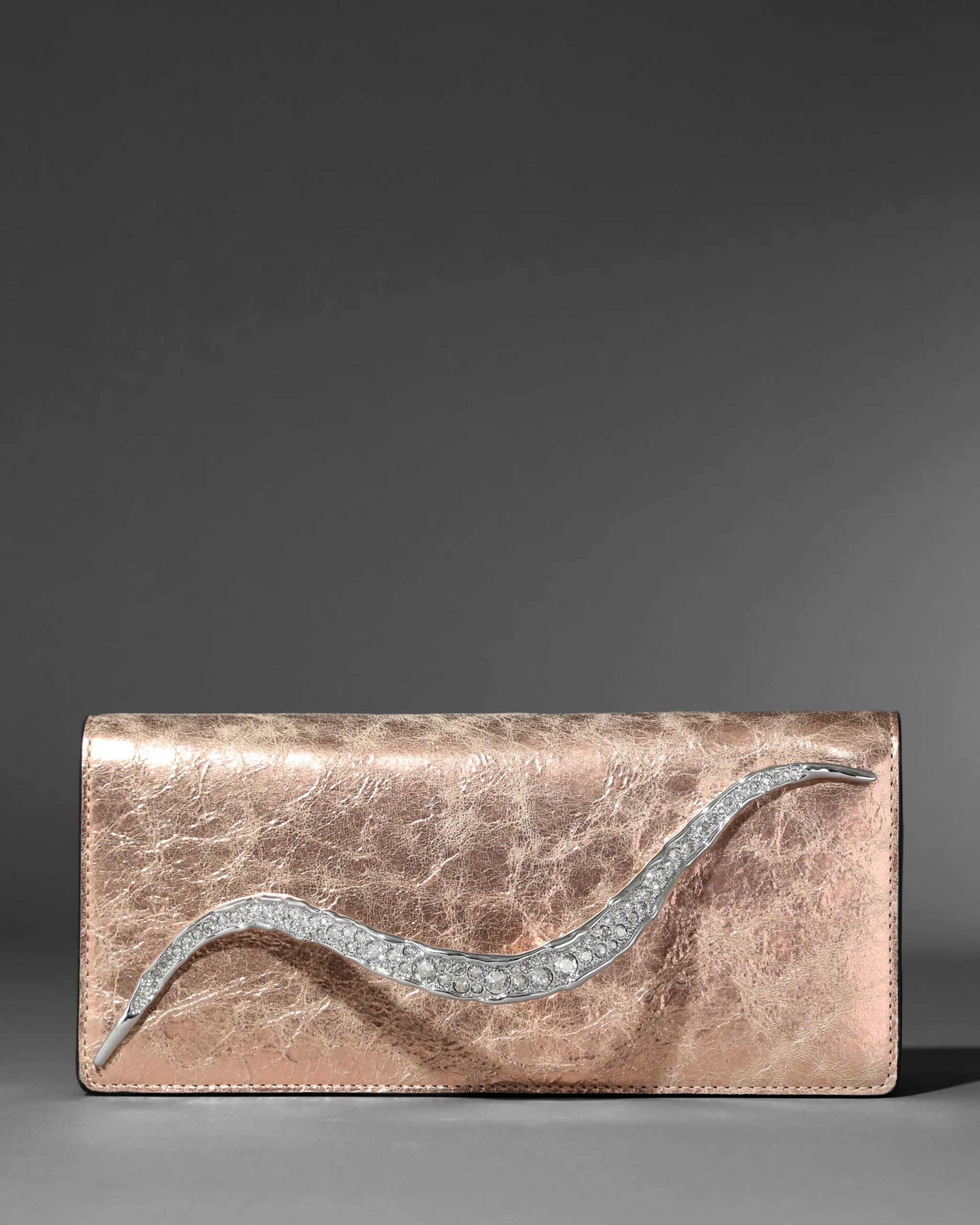 Crystal Curve Clutch- Crushed Rose Gold