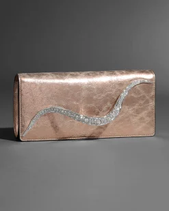 Crystal Curve Clutch- Crushed Rose Gold