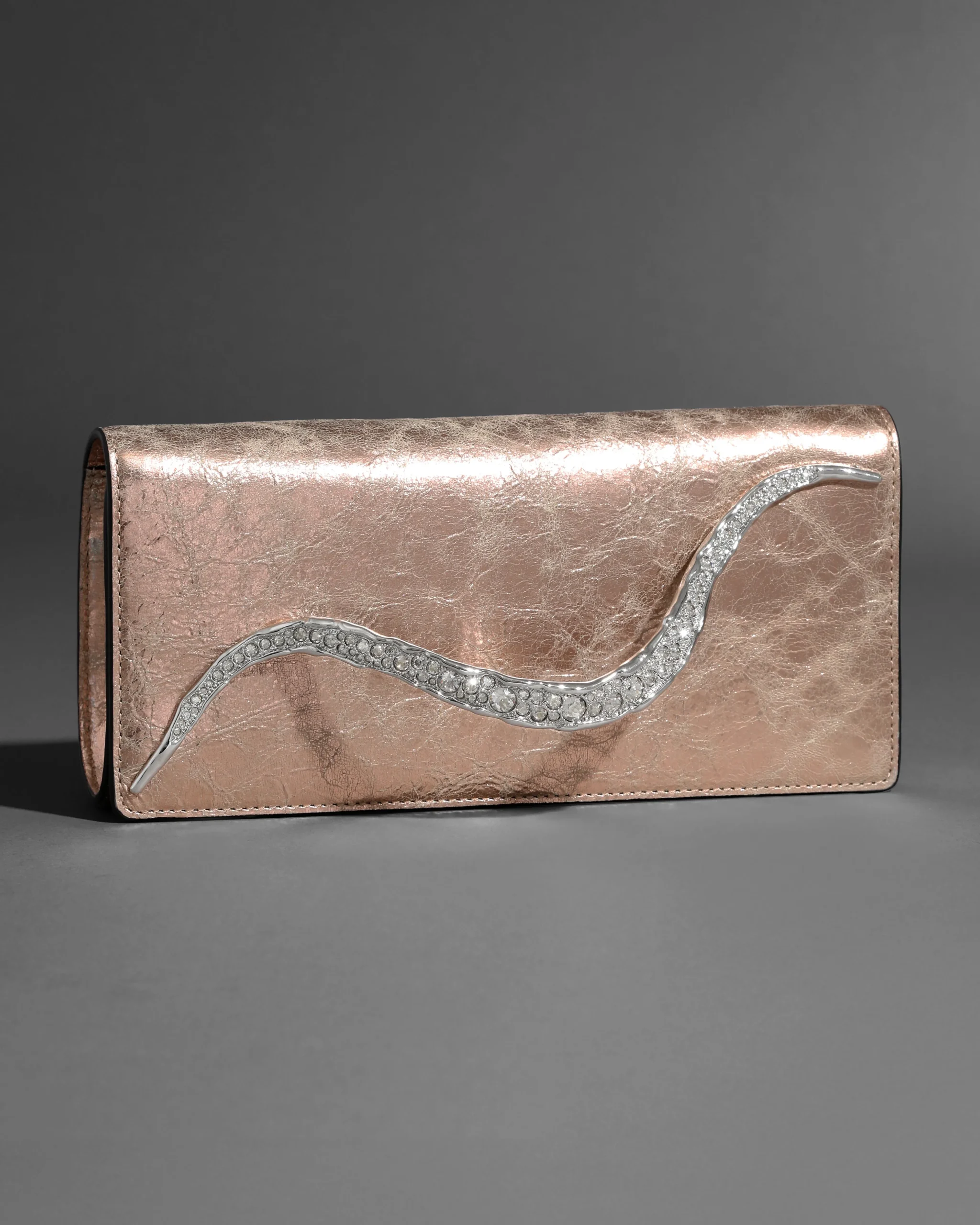 Crystal Curve Clutch- Crushed Rose Gold