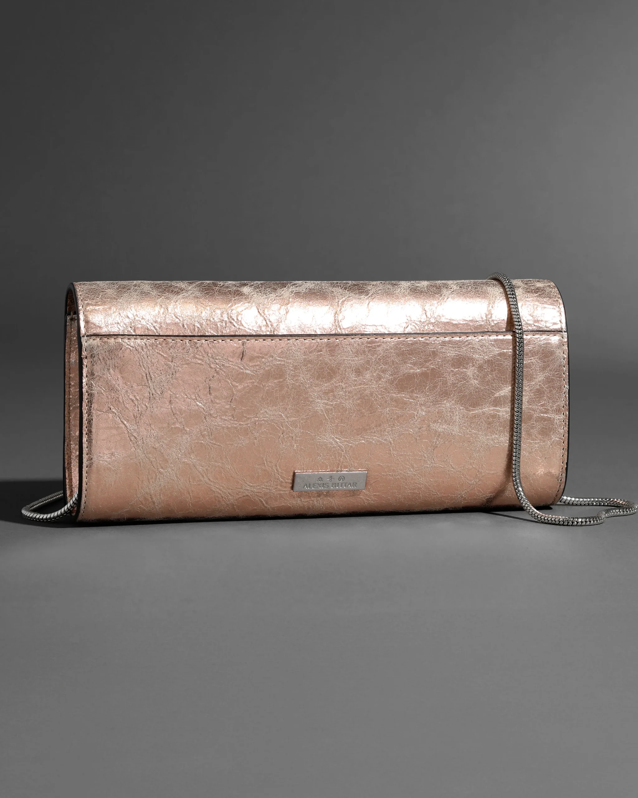 Crystal Curve Clutch- Crushed Rose Gold