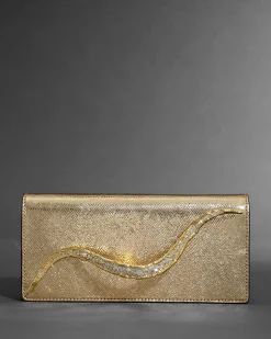 Crystal Curve Clutch- Gold