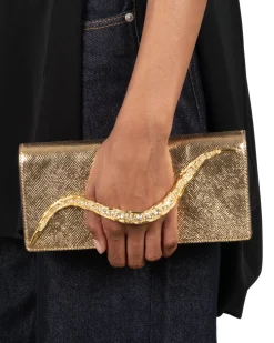 Crystal Curve Clutch- Gold