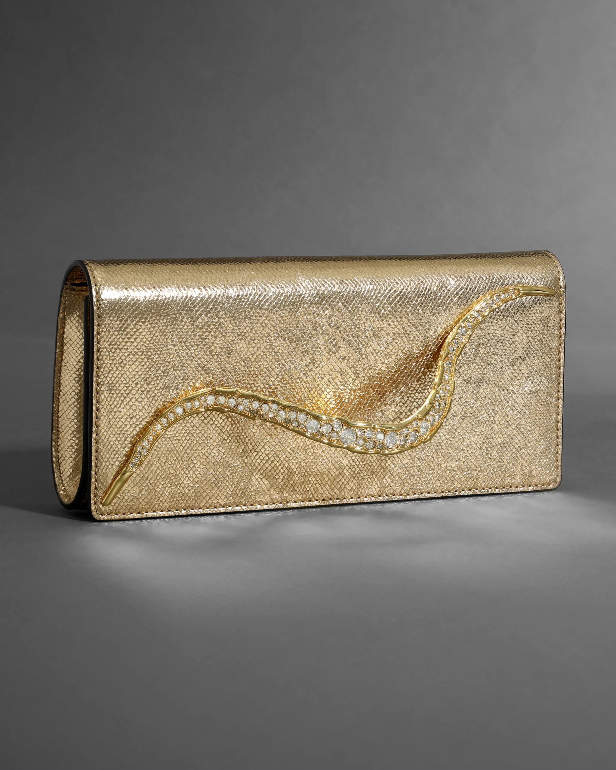 Crystal Curve Clutch- Gold