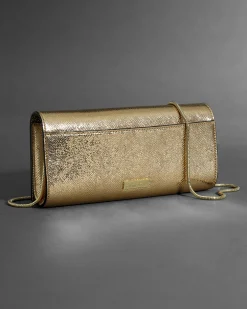 Crystal Curve Clutch- Gold