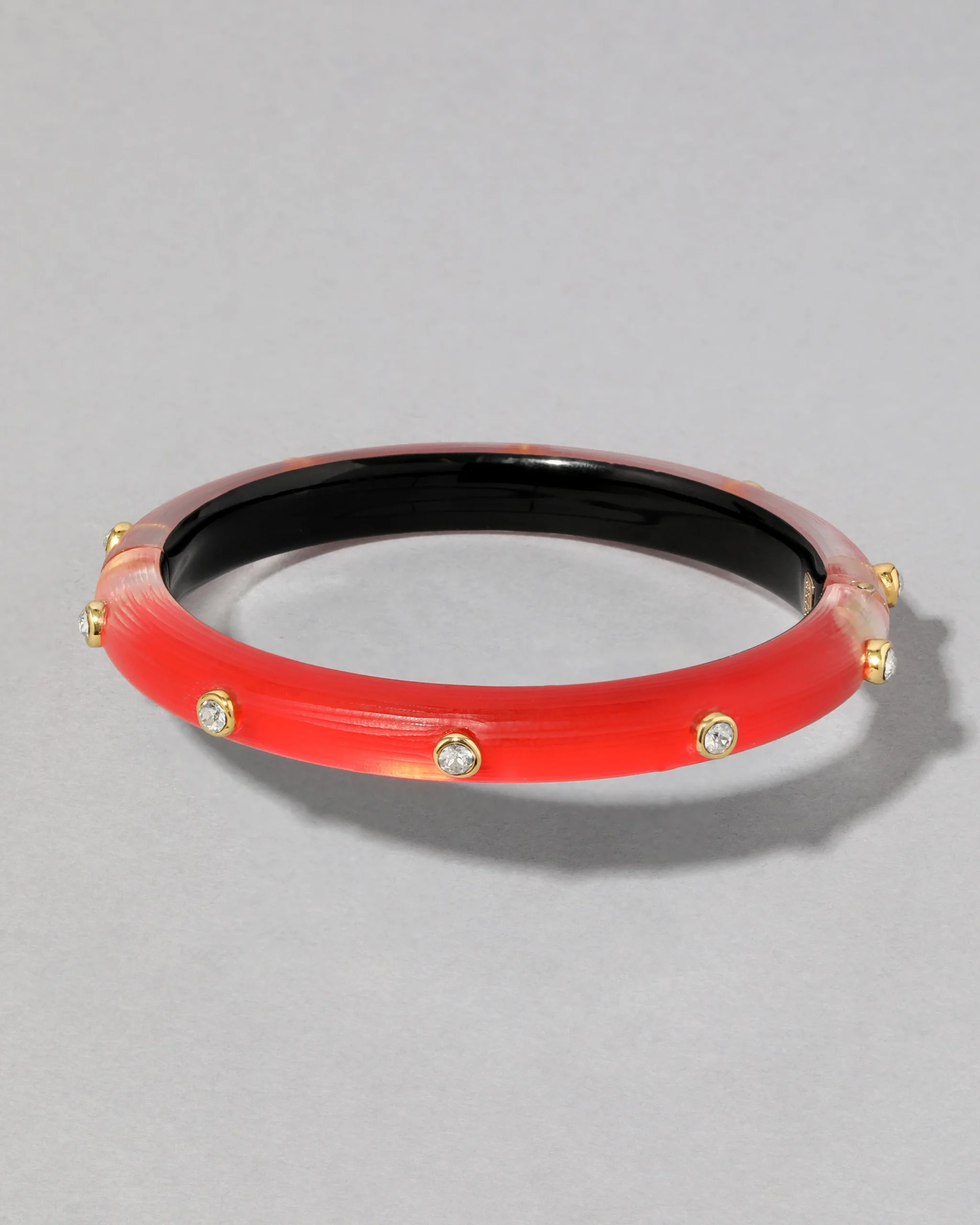 Crystal Studded Lucite Hinge Bracelet- Lipstick Red