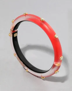 Crystal Studded Lucite Hinge Bracelet- Lipstick Red