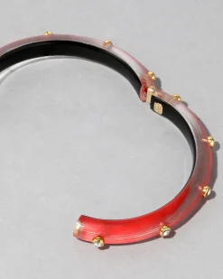 Crystal Studded Lucite Hinge Bracelet- Lipstick Red