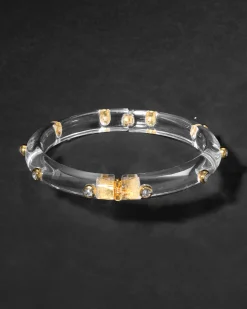 Crystal Studded Lucite Hinge Bracelet- Clear
