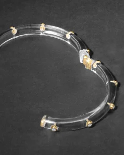 Crystal Studded Lucite Hinge Bracelet- Clear