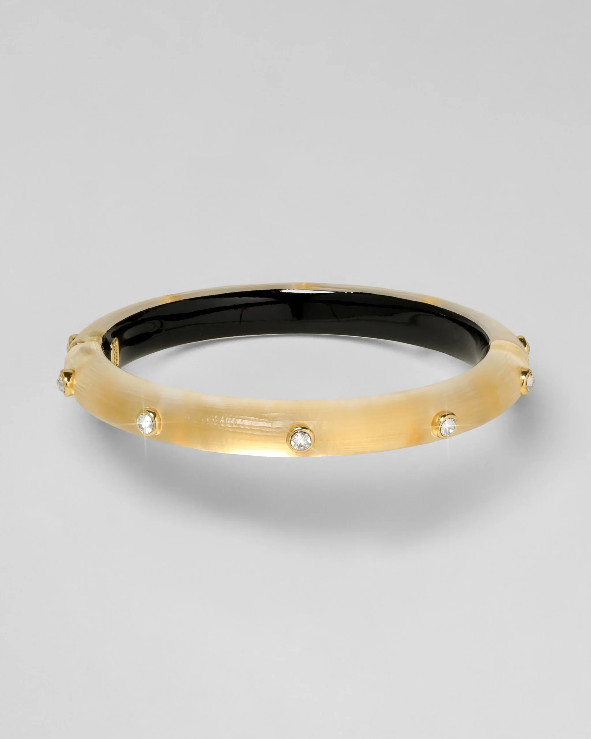 Crystal Studded Lucite Hinge Bracelet - Gold