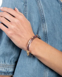 Crystal Studded Lucite Hinge Bracelet- Dusty Rose