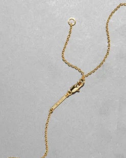Gold Capped Crescent Lucite Necklace- Steel Blue