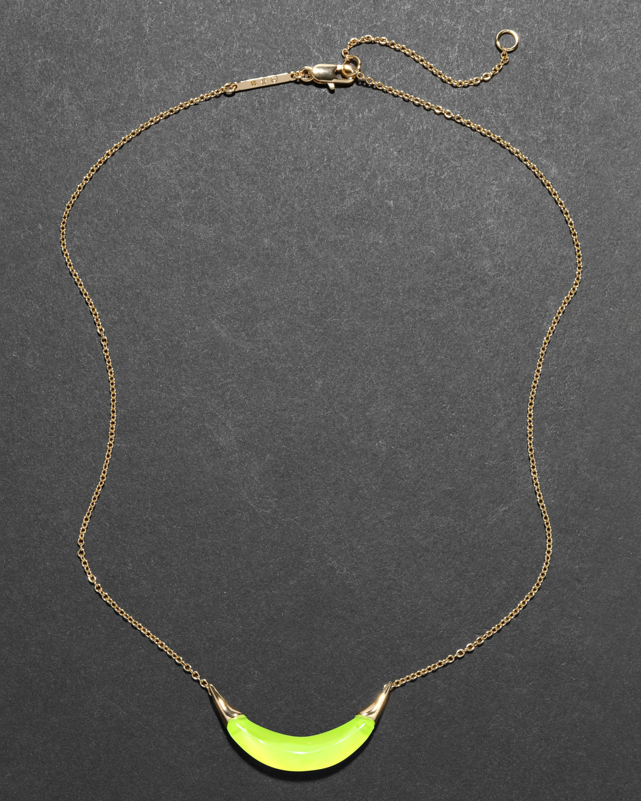 Gold Capped Crescent Necklace- Fluorescent Yellow