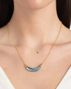 Gold Capped Crescent Necklace- Metallic Sky