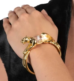 Gold Panther Jelly Belly Hinge Bracelet