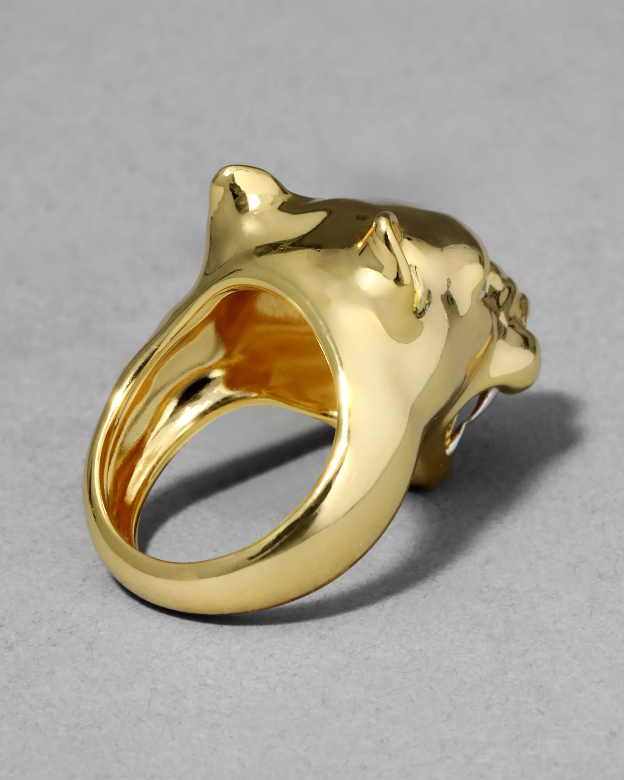 Gold Panther Visage Ring