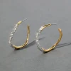 Gold Two Tone Pave Hoop Earring