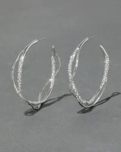 Intertwined Silver Pave Hoop Earring
