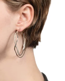 Intertwined Silver Pave Hoop Earring