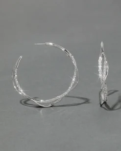 Intertwined Silver Pave Hoop Earring