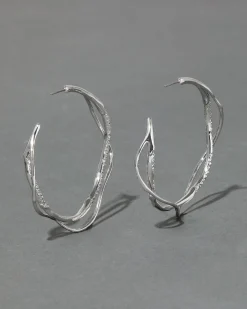 Intertwined Silver Pave Hoop Earring