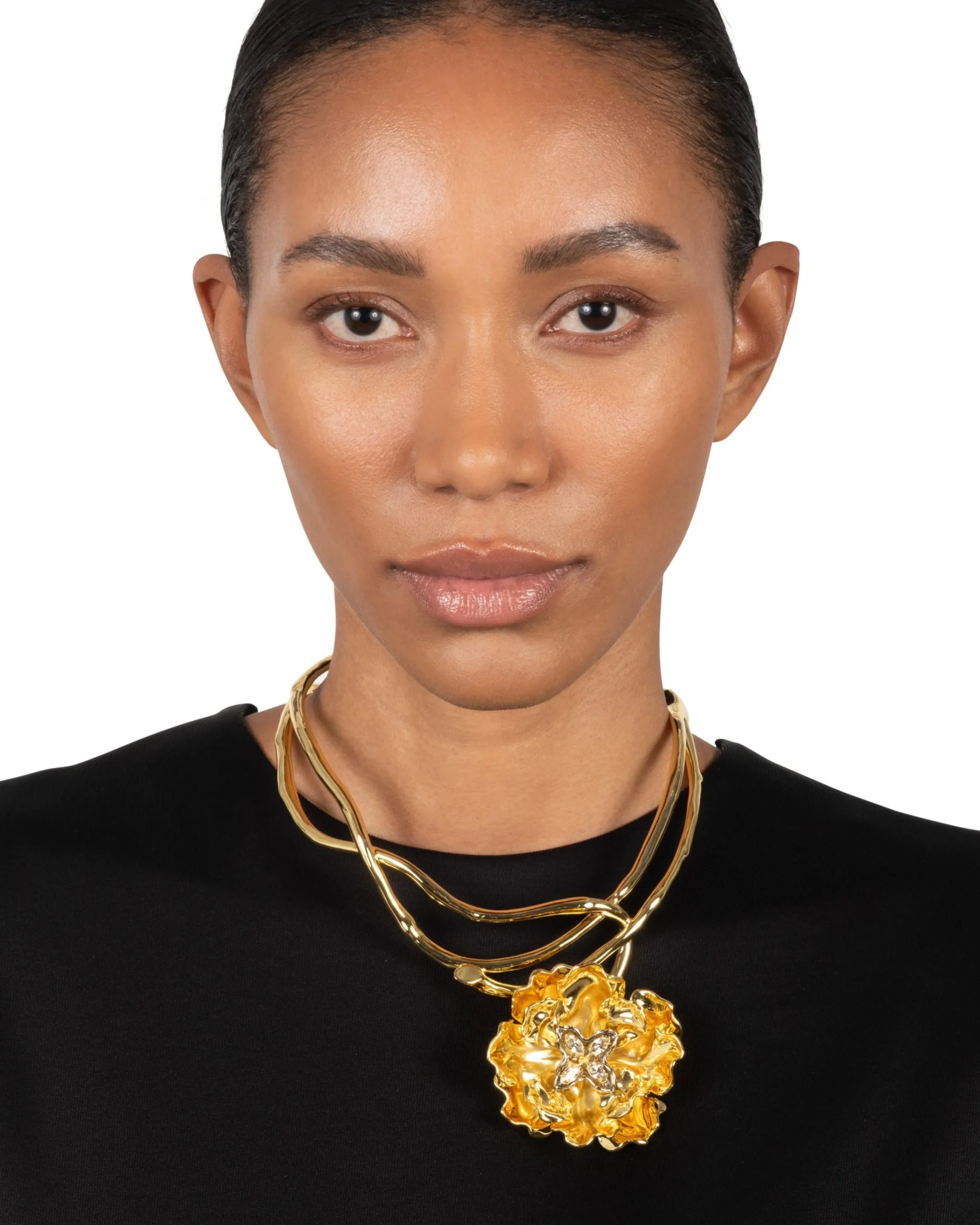 Jardin Gold Rose Collar Necklace