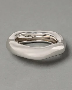 Large Molten Bangle Bracelet - Silver