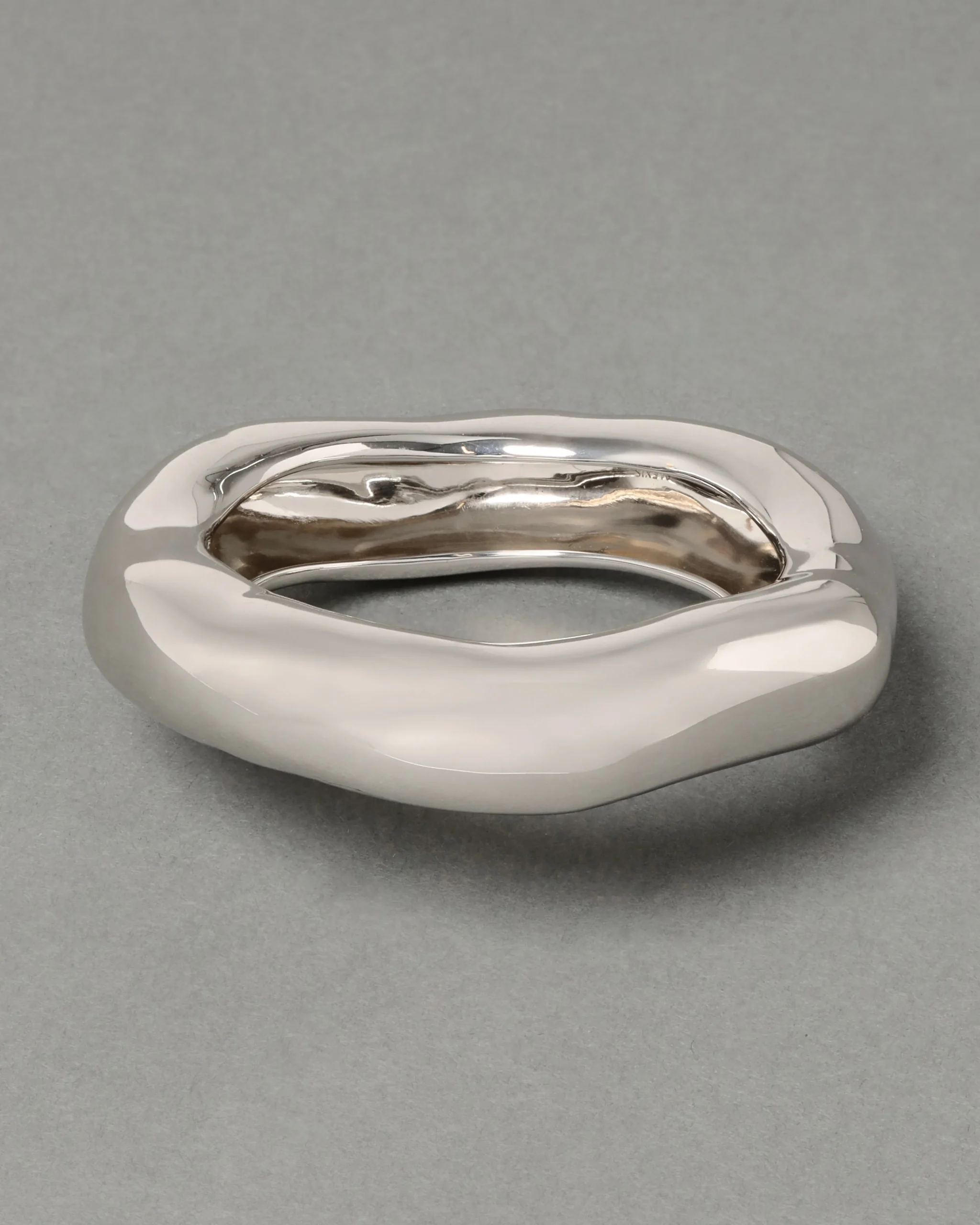 Large Molten Bangle Bracelet - Silver