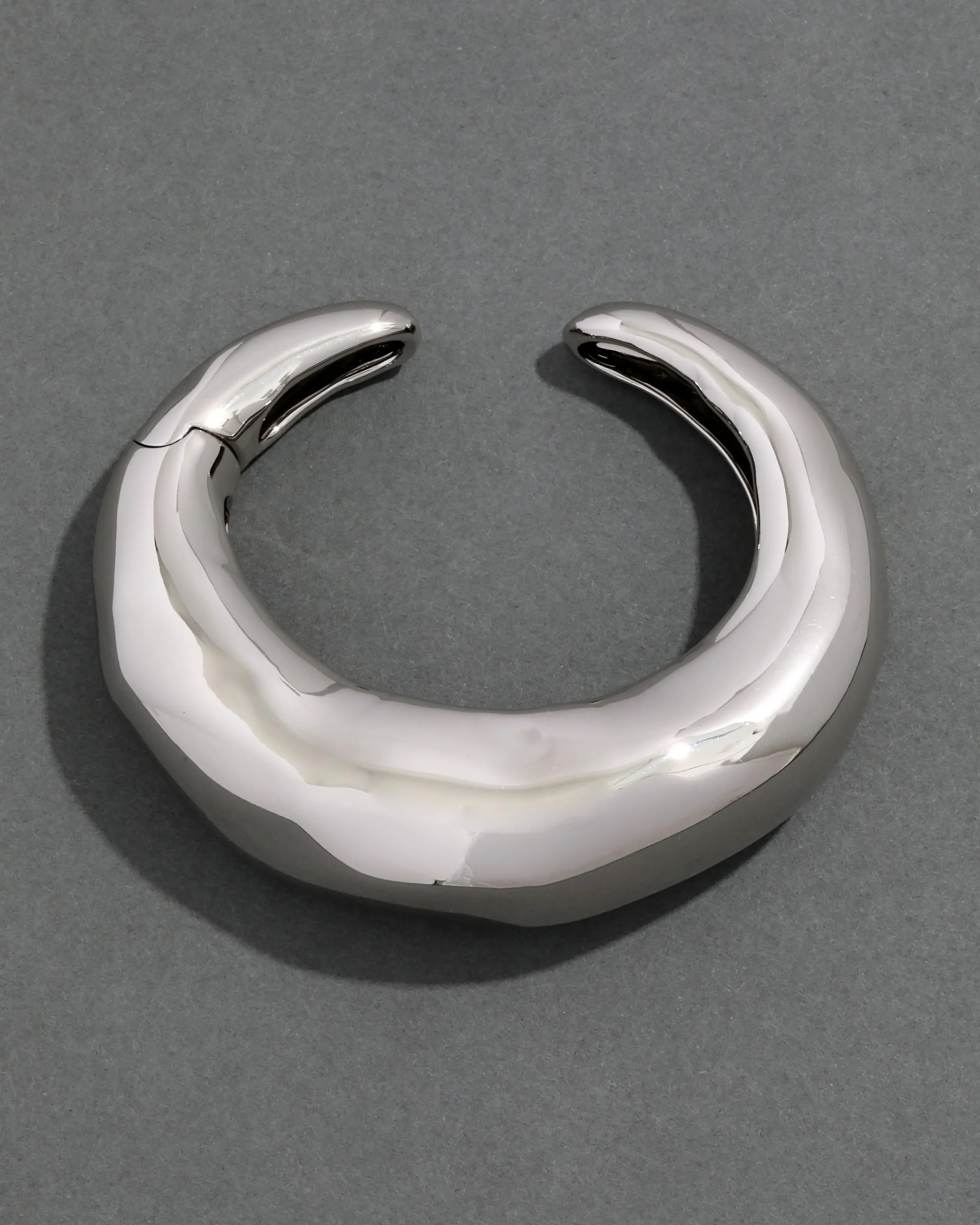 Large Molten Hinged Cuff - Silver
