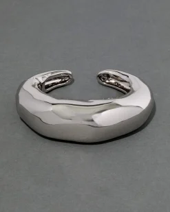 Large Molten Hinged Cuff - Silver