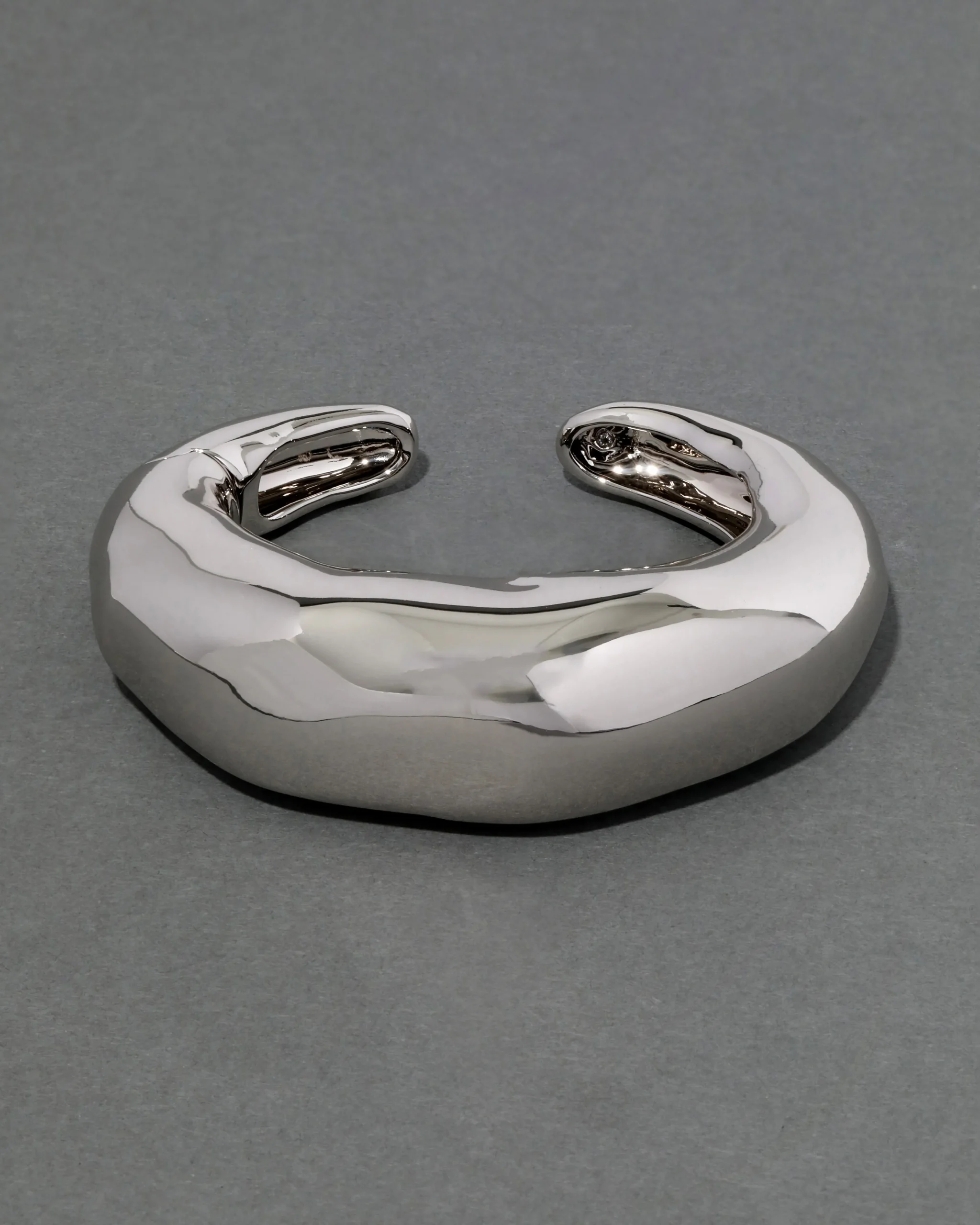 Large Molten Hinged Cuff - Silver