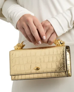 Lioness Top Handle Clutch- Gold