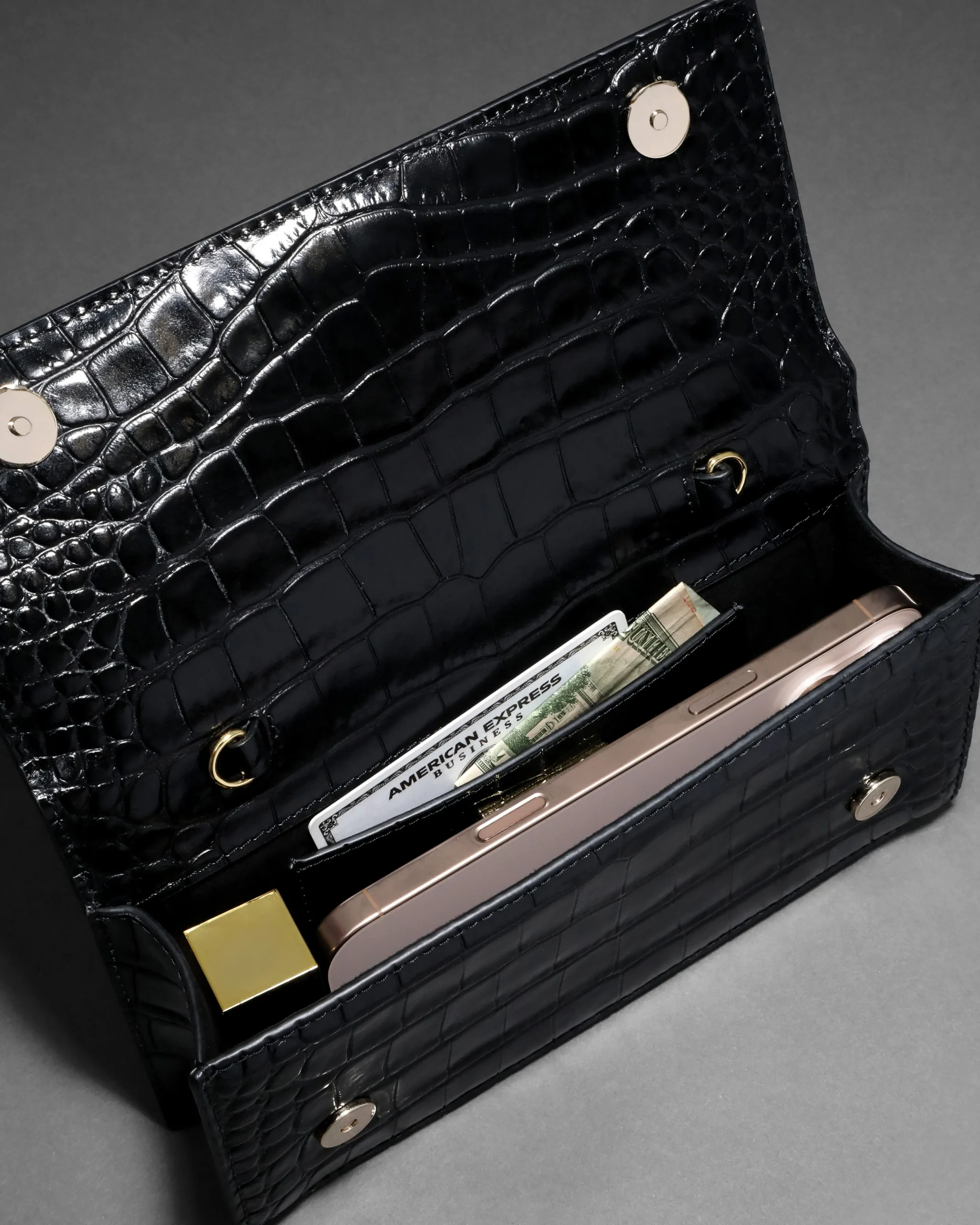 Lioness Top Handle Clutch- Black