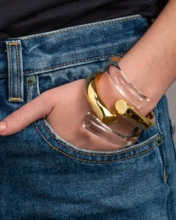 Liquid Lucite Bypass Hinge Bracelet- Clear