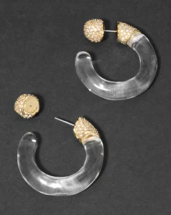 Liquid Lucite Crystal Front Back Hoop Earring