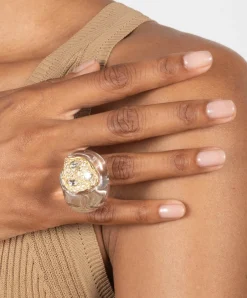 Liquid Lucite Crystal Pavé Geode Ring
