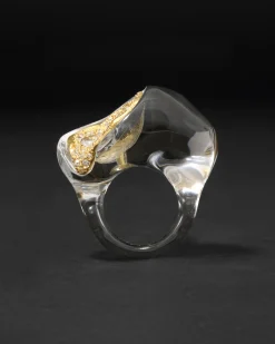 Liquid Lucite Crystal Pavé Geode Ring