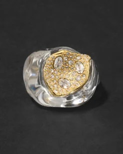 Liquid Lucite Crystal Pavé Geode Ring