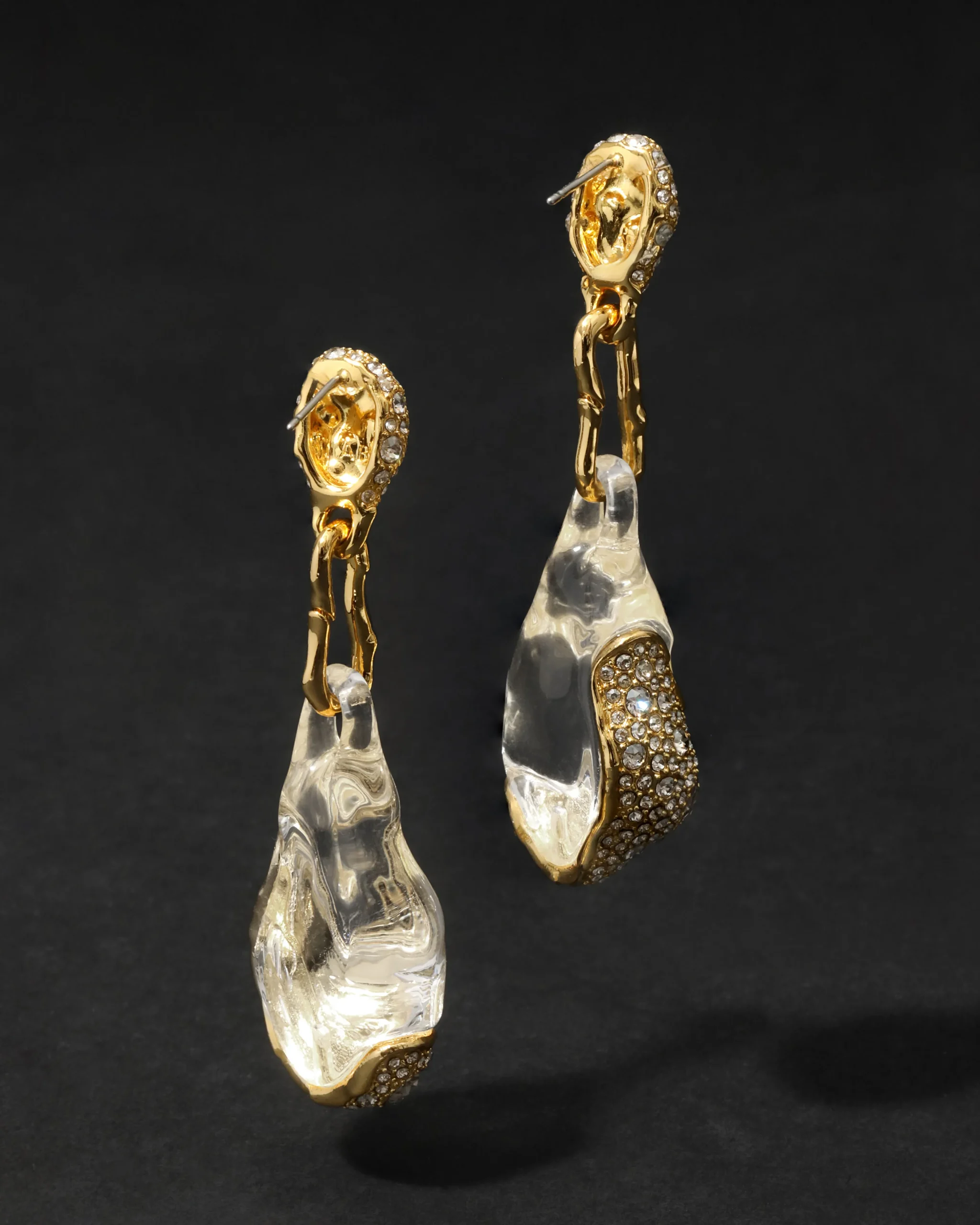 Liquid Lucite Crystal Pavé Pebble Drop Earring