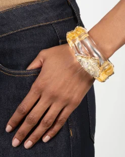 Liquid Lucite Crystal Pavé Wide Hinge Bracelet