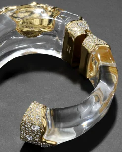 Liquid Lucite Crystal Pavé Wide Hinge Bracelet