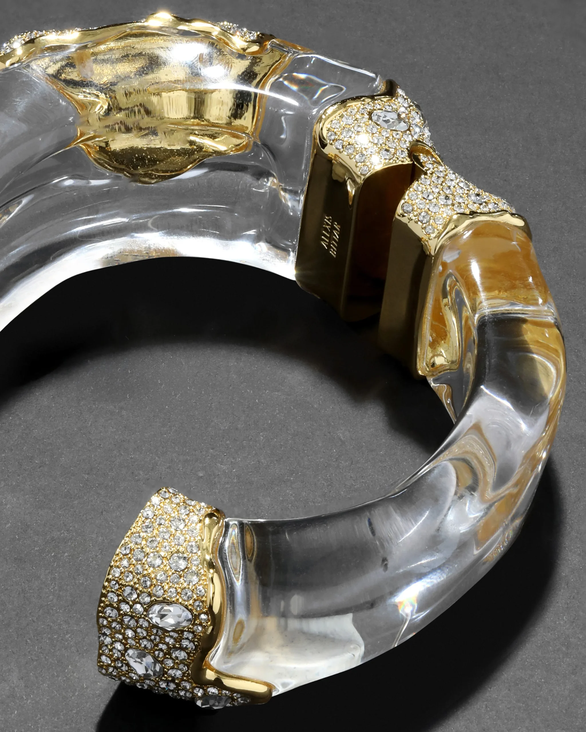 Liquid Lucite Crystal Pavé Wide Hinge Bracelet