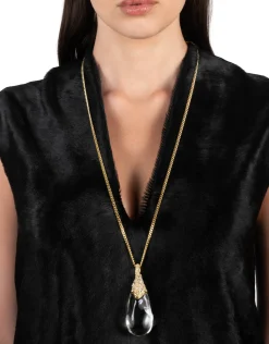 Liquid Lucite Crystal Pavé Teardrop Necklace